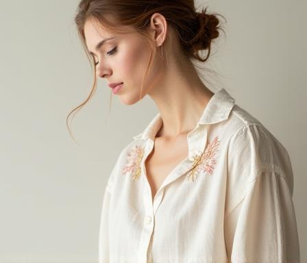 Blusa de lino bordada a mano elegante