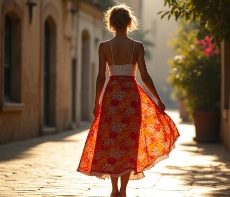 Falda larga con estampado exclusivo