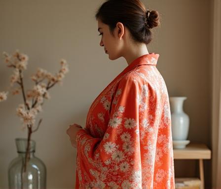 Kimono de seda pintado a mano