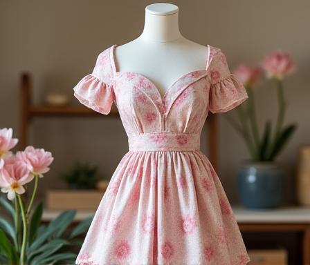 Vestido floral de primavera hecho a mano