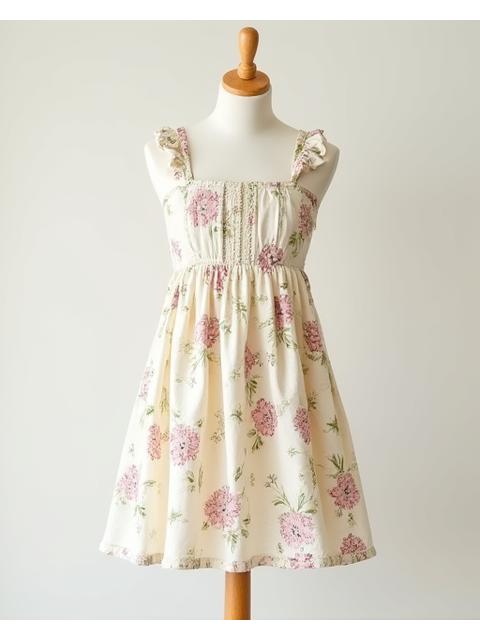 Vestido veraniego de lino con estampado floral, hecho a mano