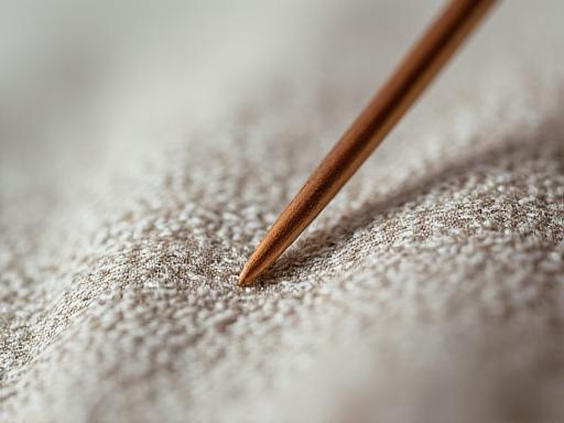 Detalle de costura y tela con hilo de color suave, mostrando la artesanía experta